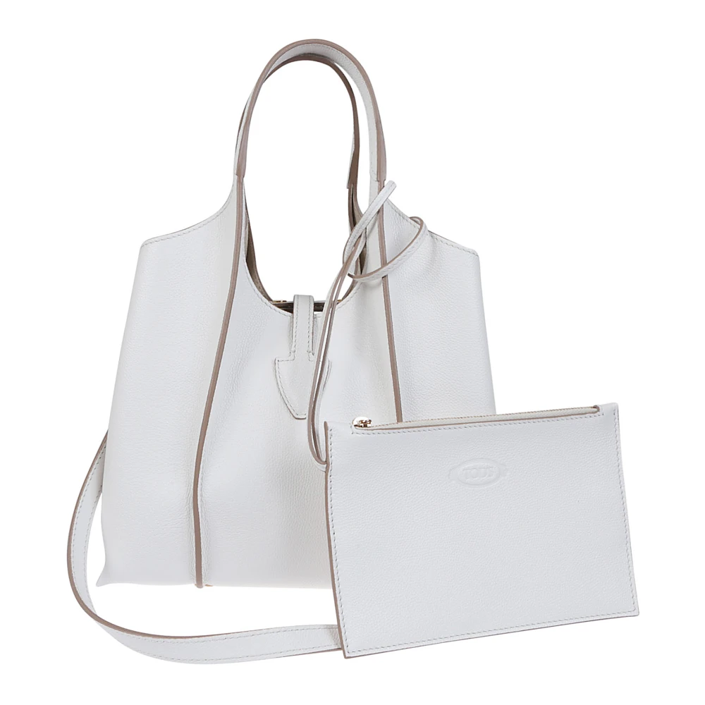 TOD'S Zwarte leren boodschappentas White Dames