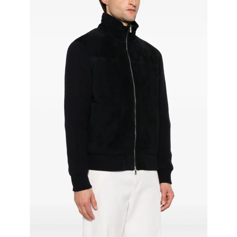 BRUNELLO CUCINELLI Marineblauwe Zip-Up Bomberjack Blue Heren
