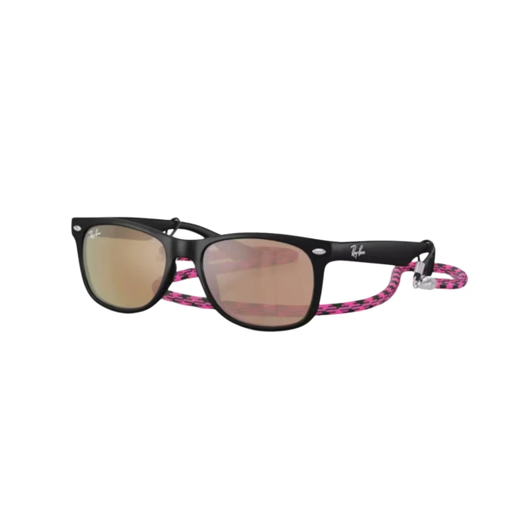 Ray-Ban Unisex Sunglass New Wayfarer Kids Summer Capsule - Frame color: Rubber Black, Lens color: Orange Mirror Pink - Image 3