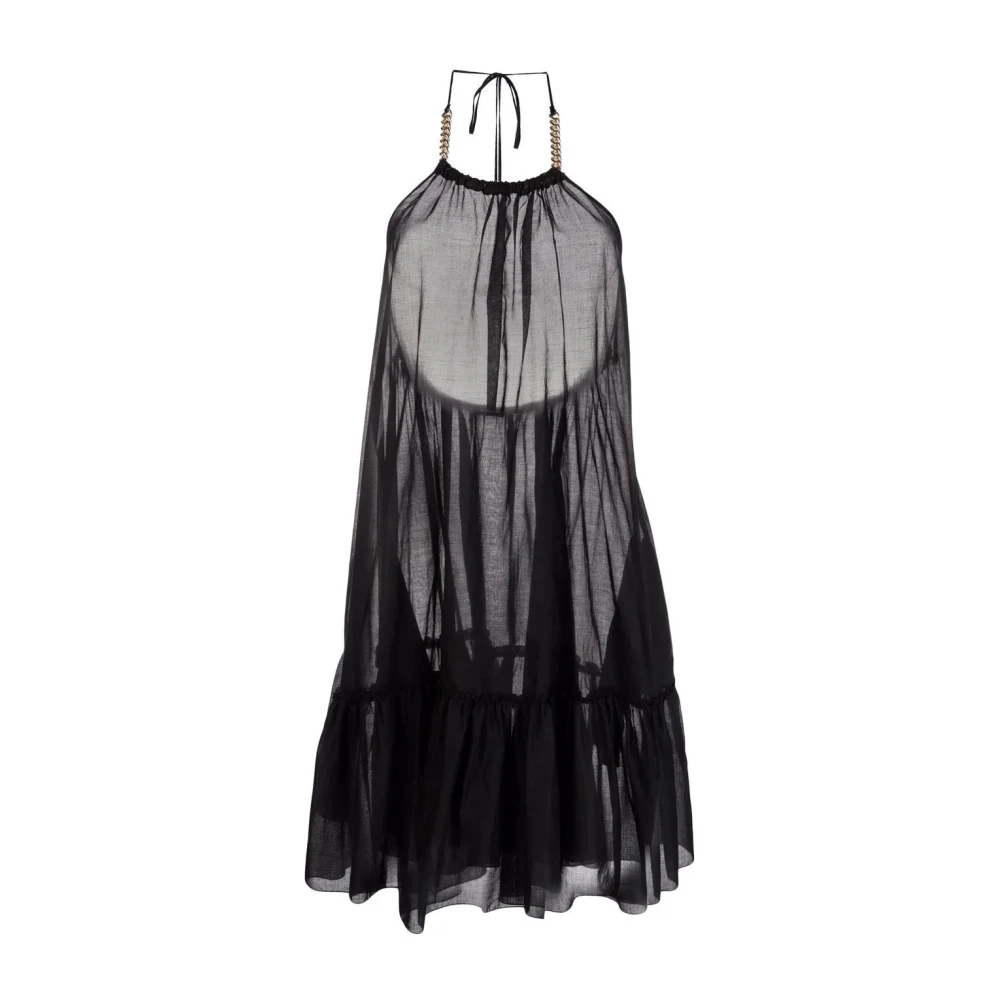 Stella Mccartney Zwarte Katoenen Midi Jurk Black Dames