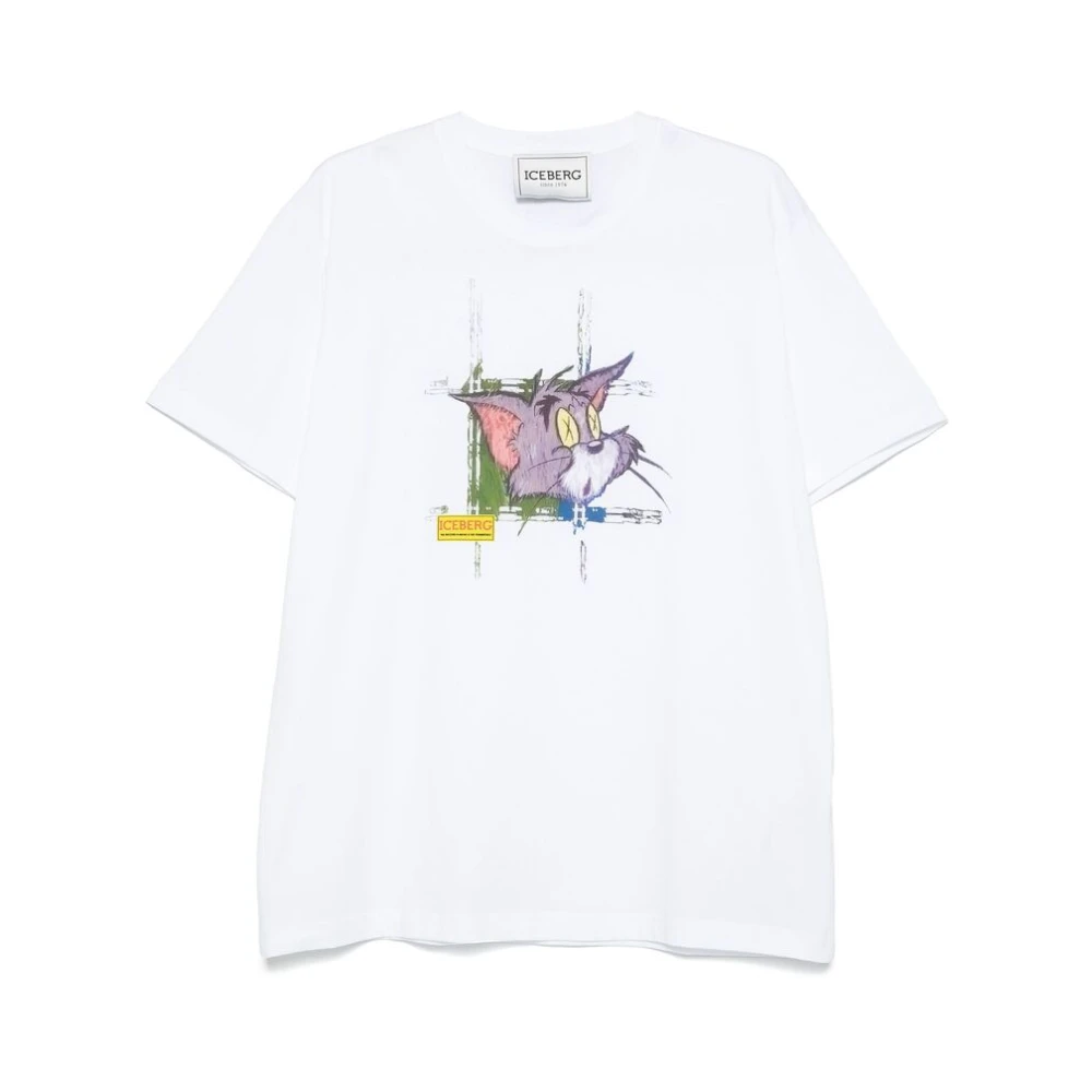 Iceberg Logo Print Crew Neck T-shirt White Heren