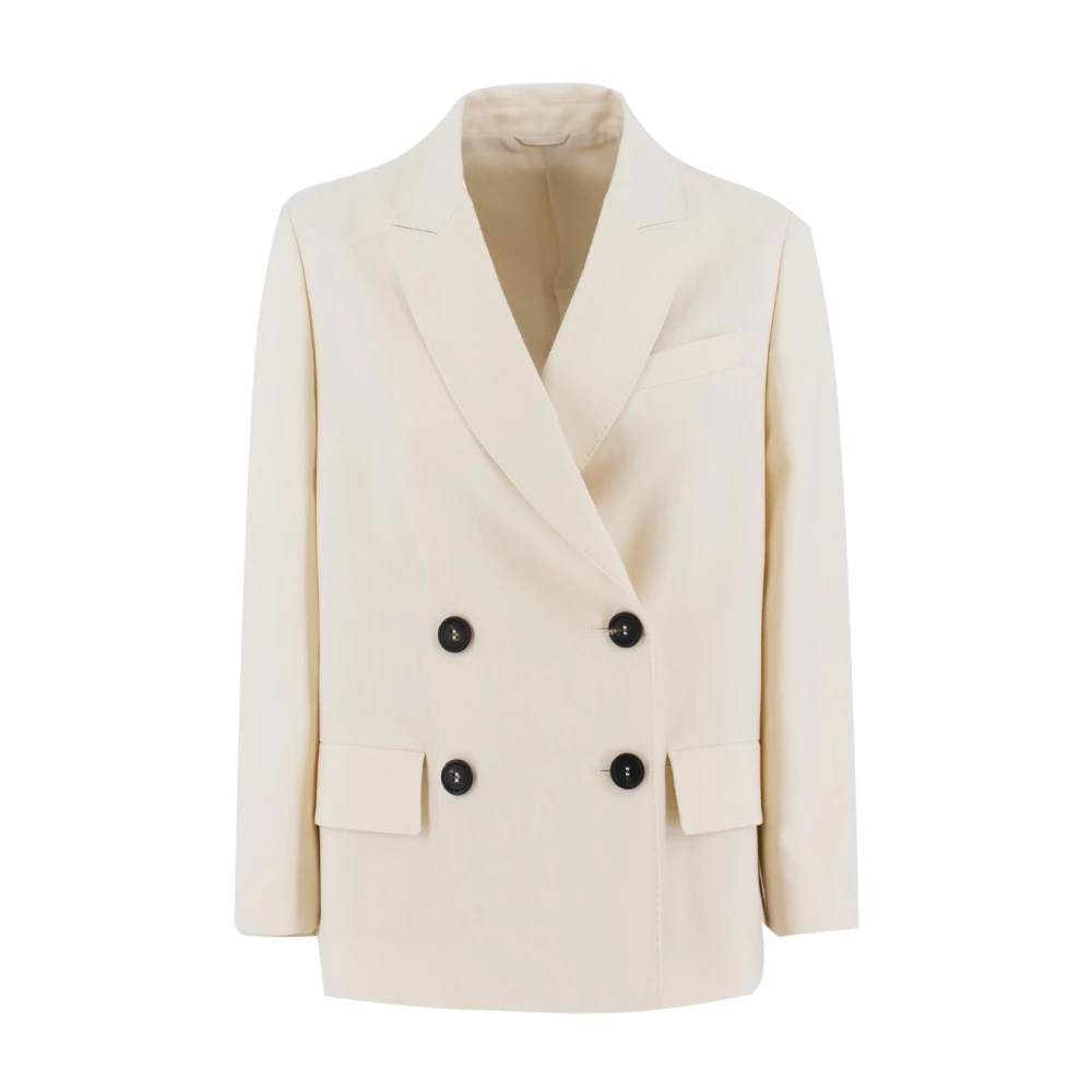 Brunello Cucinelli Women's White Double-Breasted Blazer