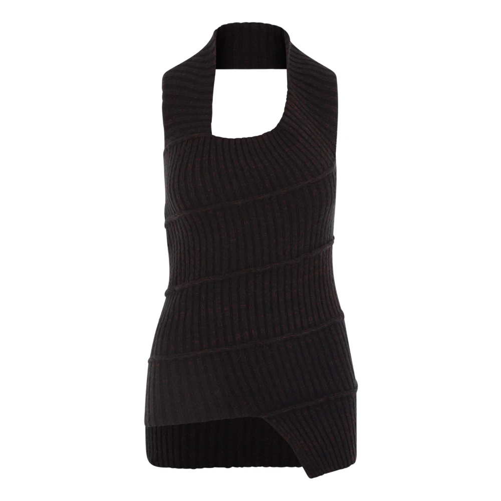 MM6 Maison Margiela Zwarte Asymmetrische Sweater Pullover Black Dames