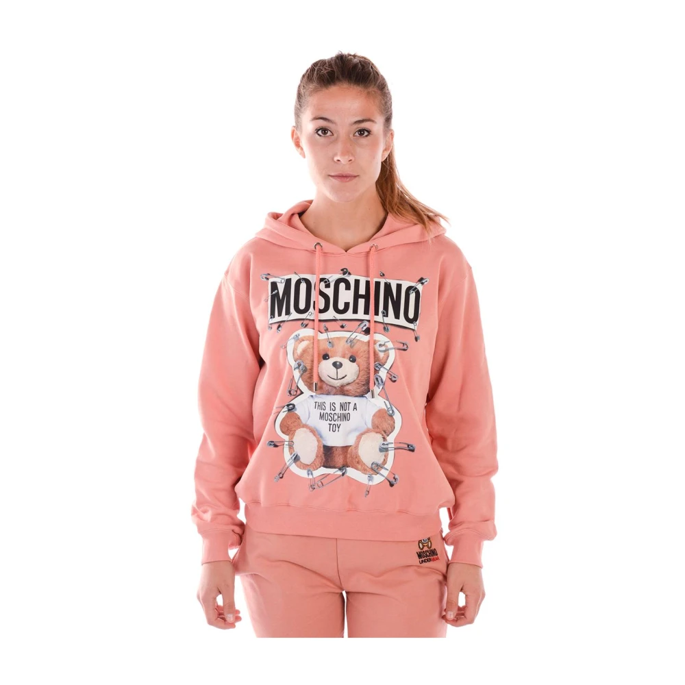 Moschino Women's Pink Hoodies, S, Sweatshirt Hoodie