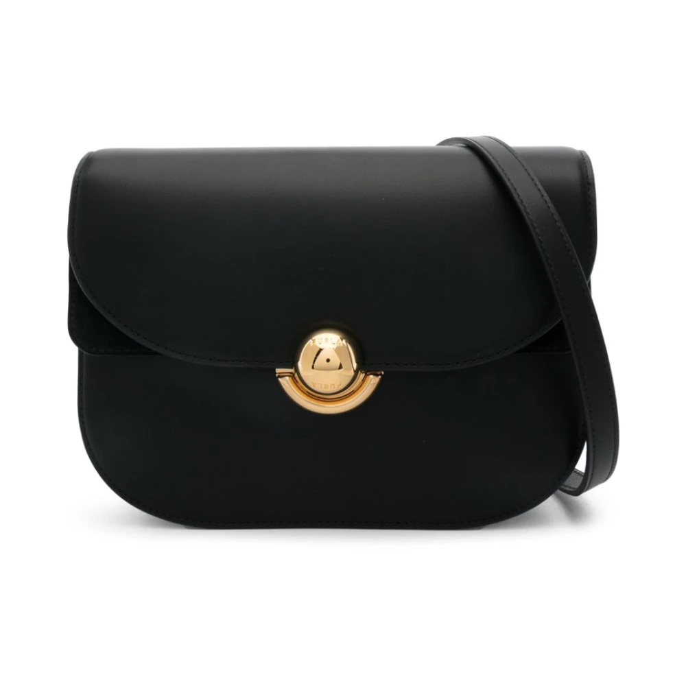 Furla Zwarte leren schoudertas met Boule slot Black Dames