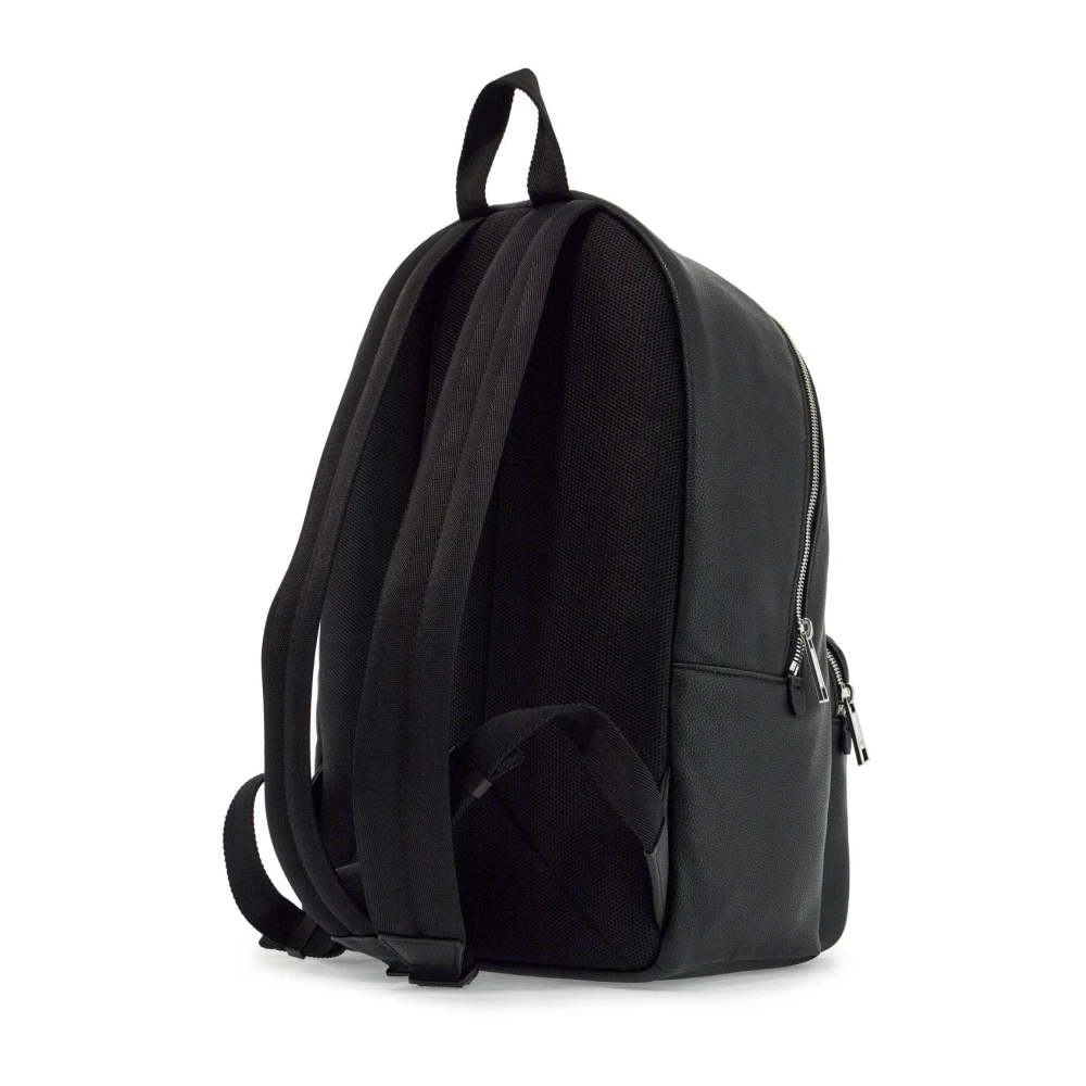 Boss Bordeaux Eco-Leren Rugzak met reliëf logo Black Heren
