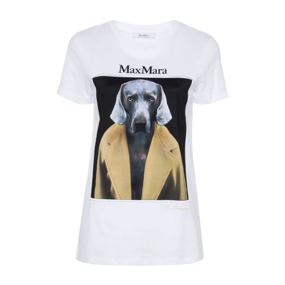 Max Mara Hondenafbeelding Katoenen T-shirt Bruin Multicolor Dames