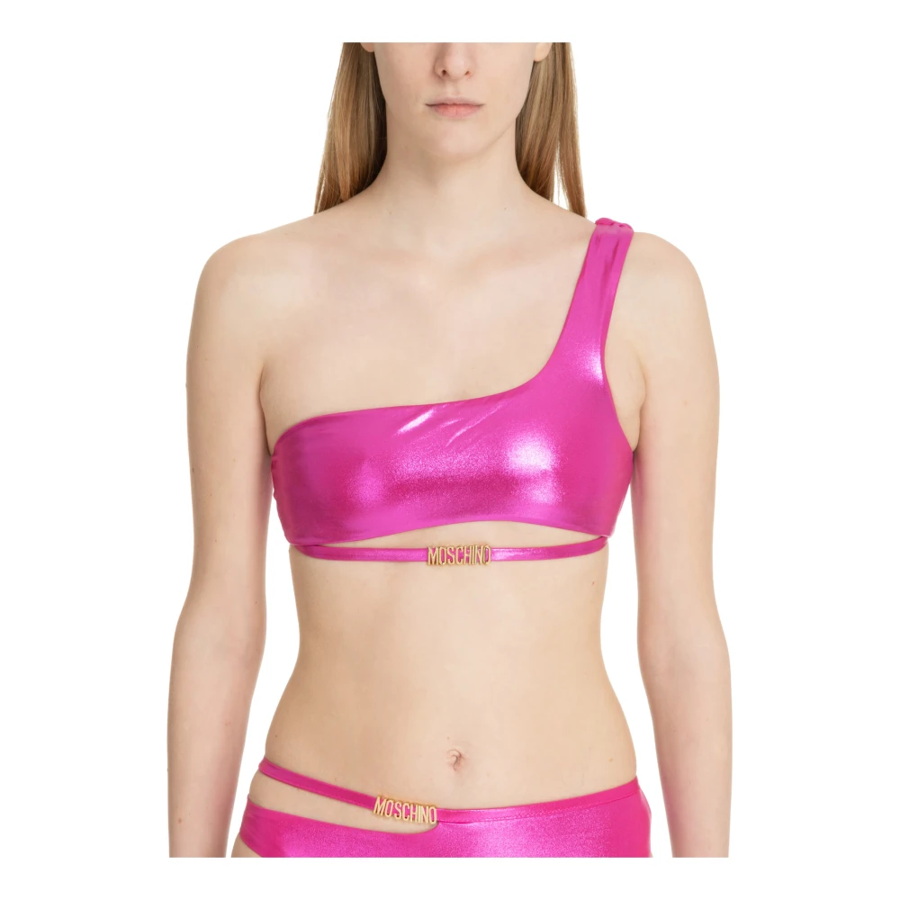 Moschino Effen Logo Bikini Top Pink Dames