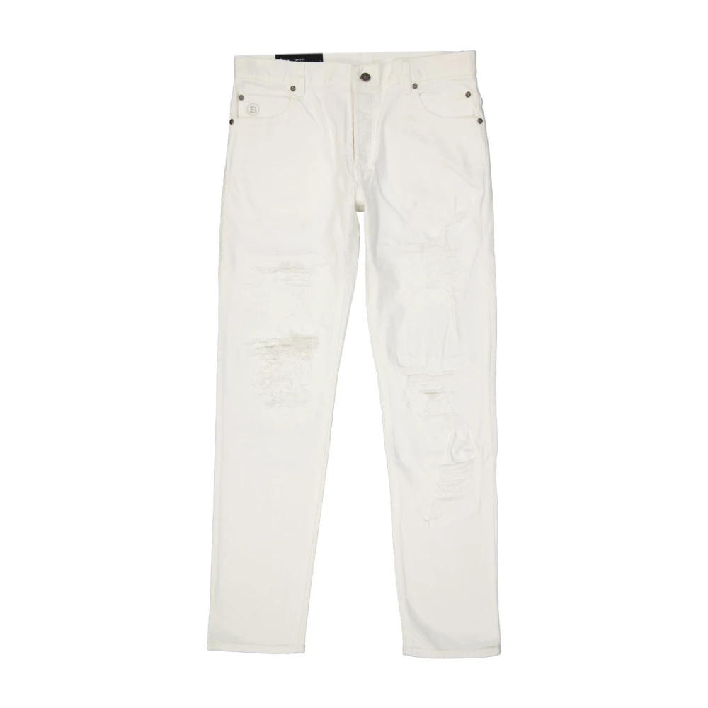 Balmain Denim Jeans met Achterlogo Detail White Heren