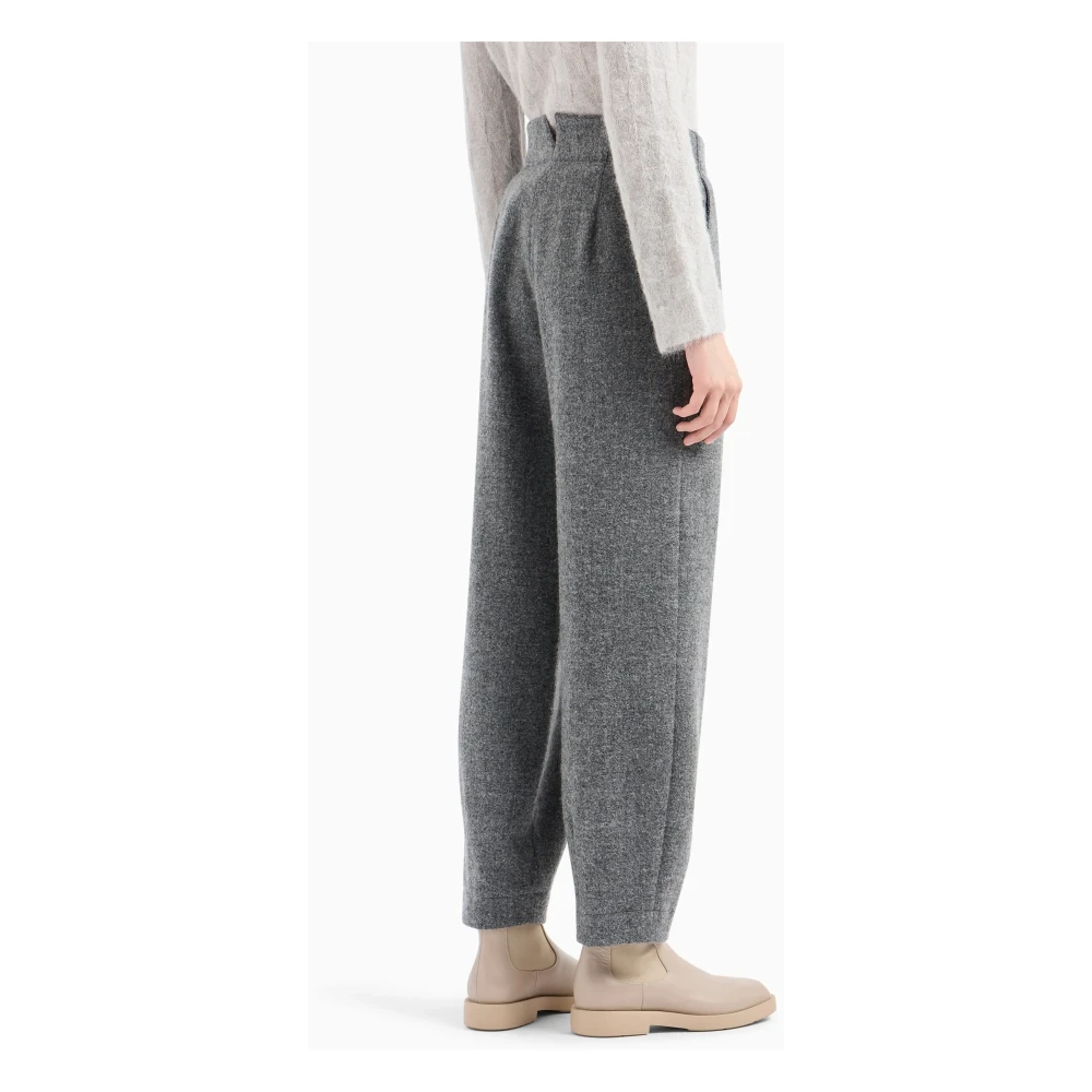 Emporio Armani Grijze wollen broek met vernauwde zoom Gray Dames