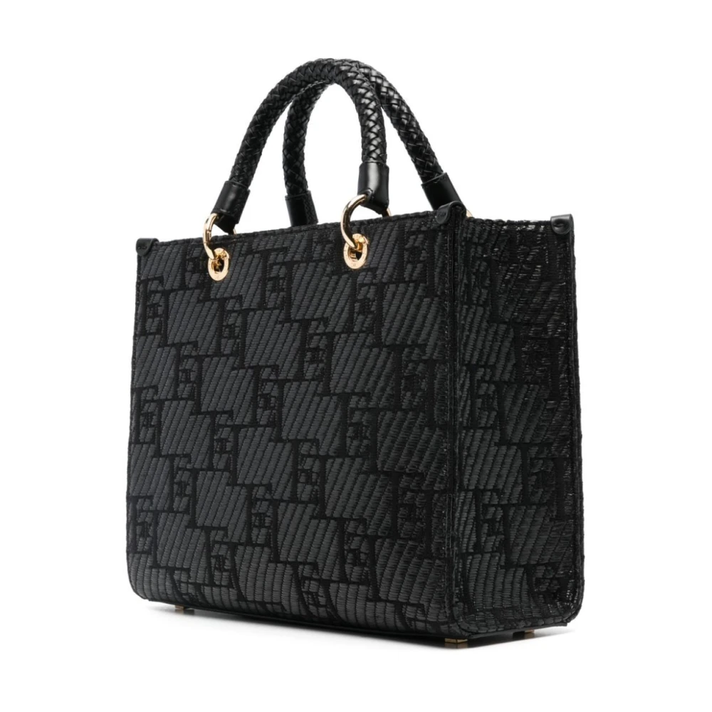 Elisabetta Franchi Zwarte tassen met leren afwerking Black Dames