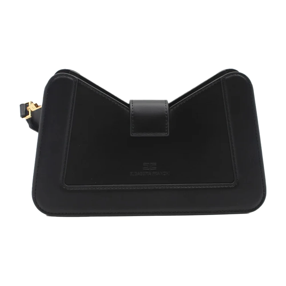 Elisabetta Franchi Zwarte tassen met gouden metalen logo Black Dames