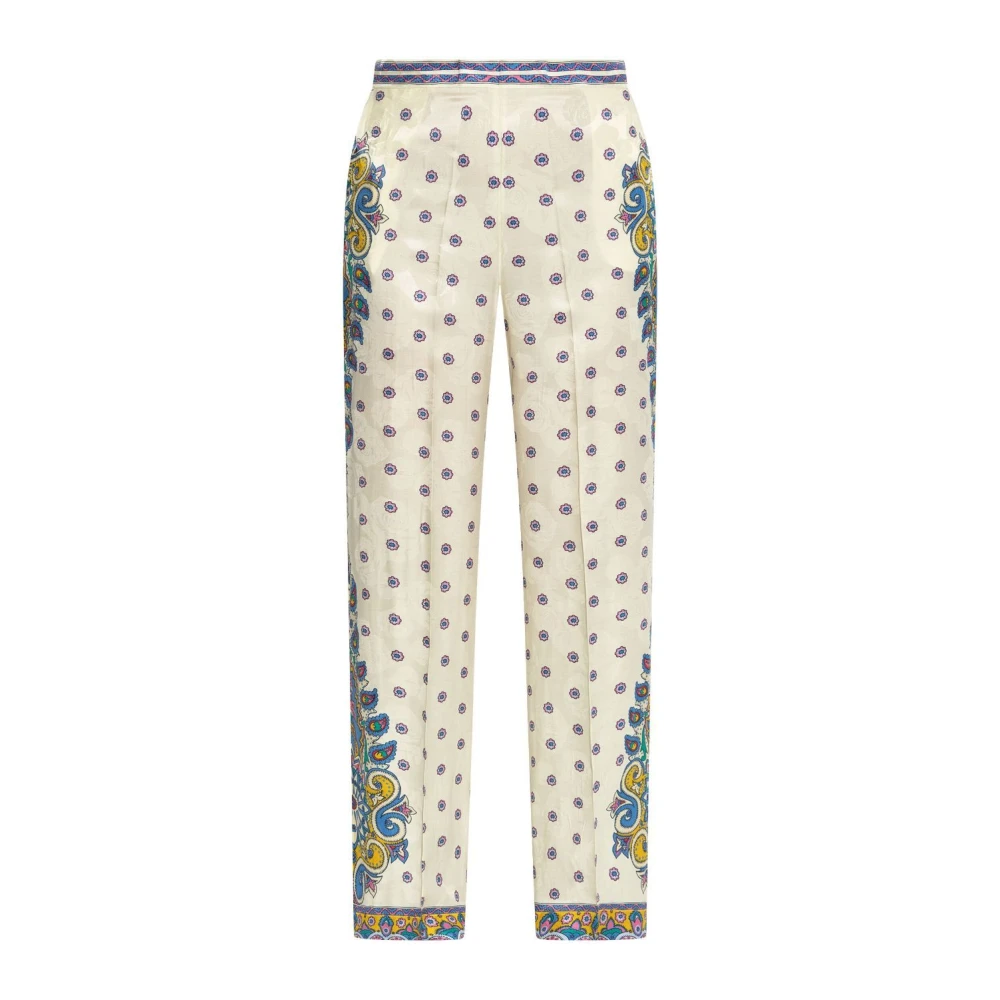 ETRO Hoge taille slim fit broek paisley print White Dames