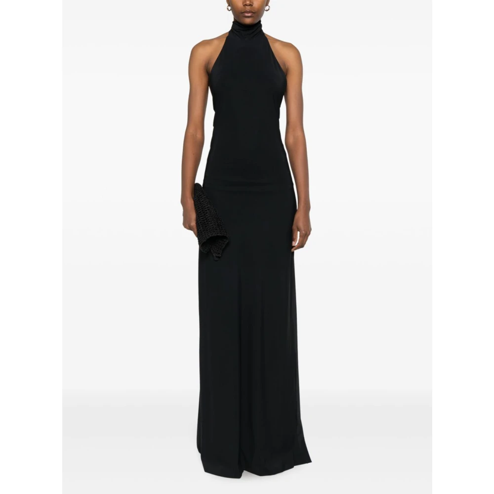 Amazuin Zwarte Halternek Jurk met Open Rug Black Dames
