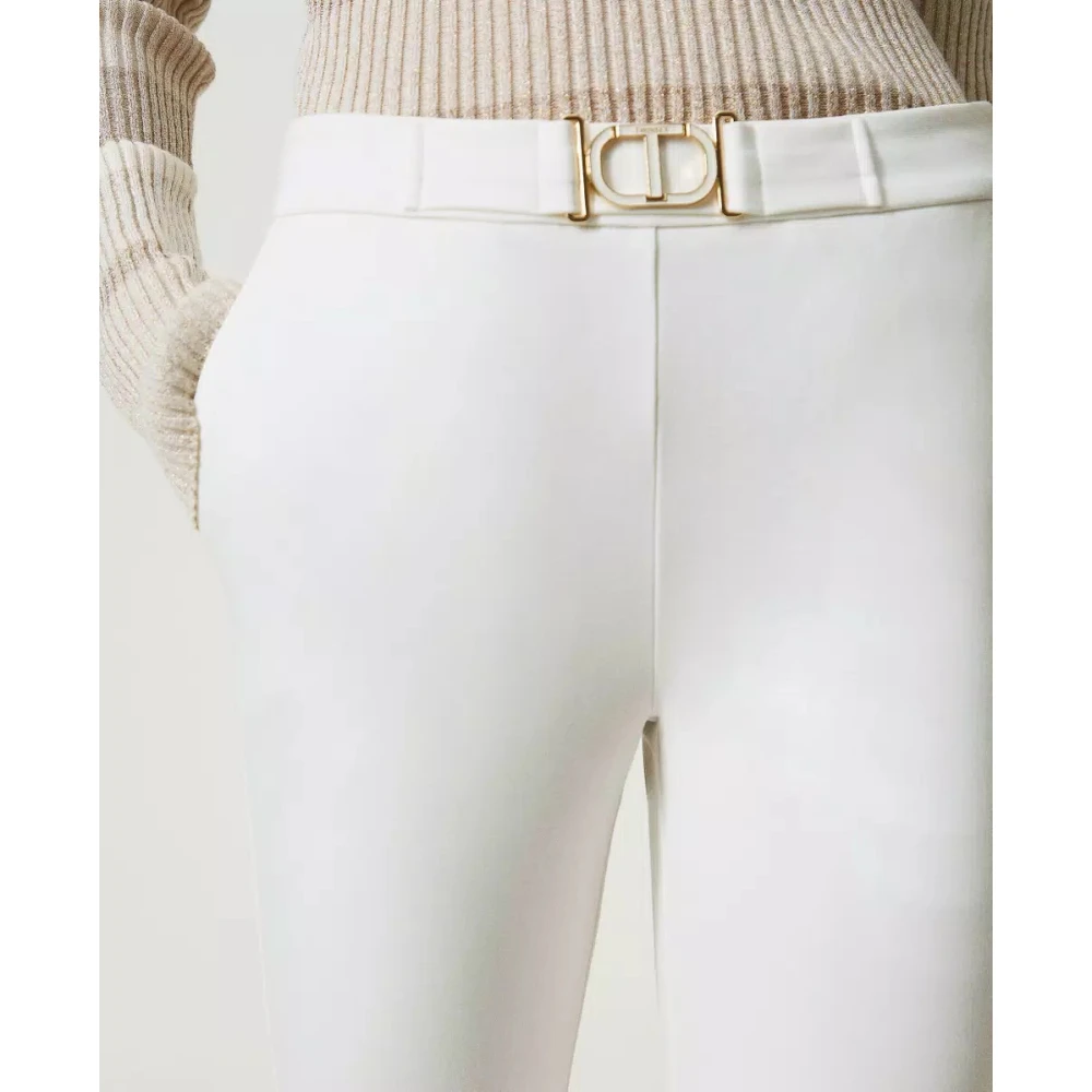 Twinset Flare broek met ovale gesp White Dames