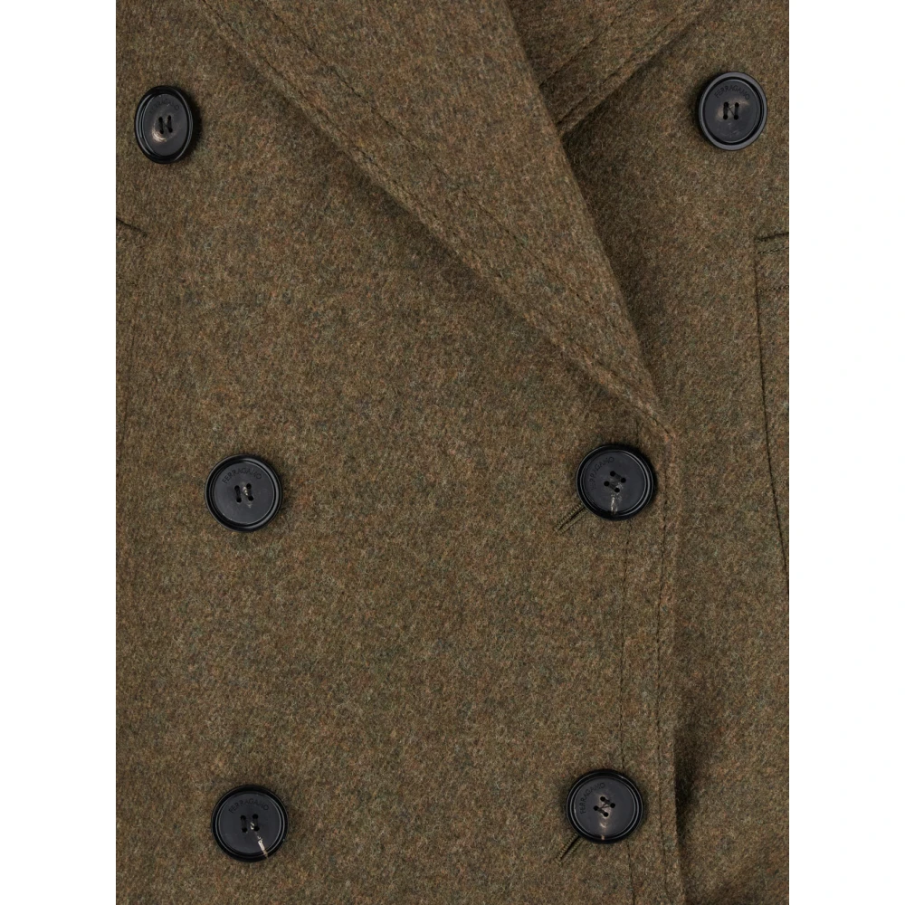 Salvatore Ferragamo Groene Double-breasted Wollen Jas Green Dames