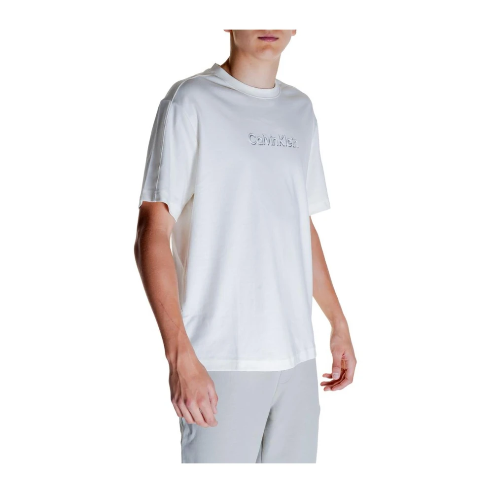 Calvin Klein Crème Katoenen Crew Neck T-Shirt White Heren