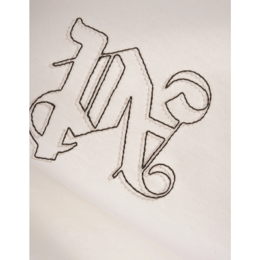 Palm Angels Wit Monogram T-shirt met Oversized Pasvorm White Heren