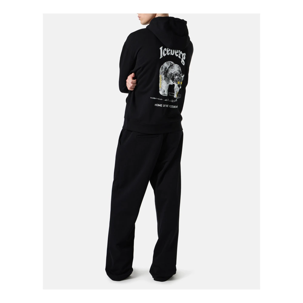 Iceberg Regular fit zwarte katoenen hoodie Black Heren