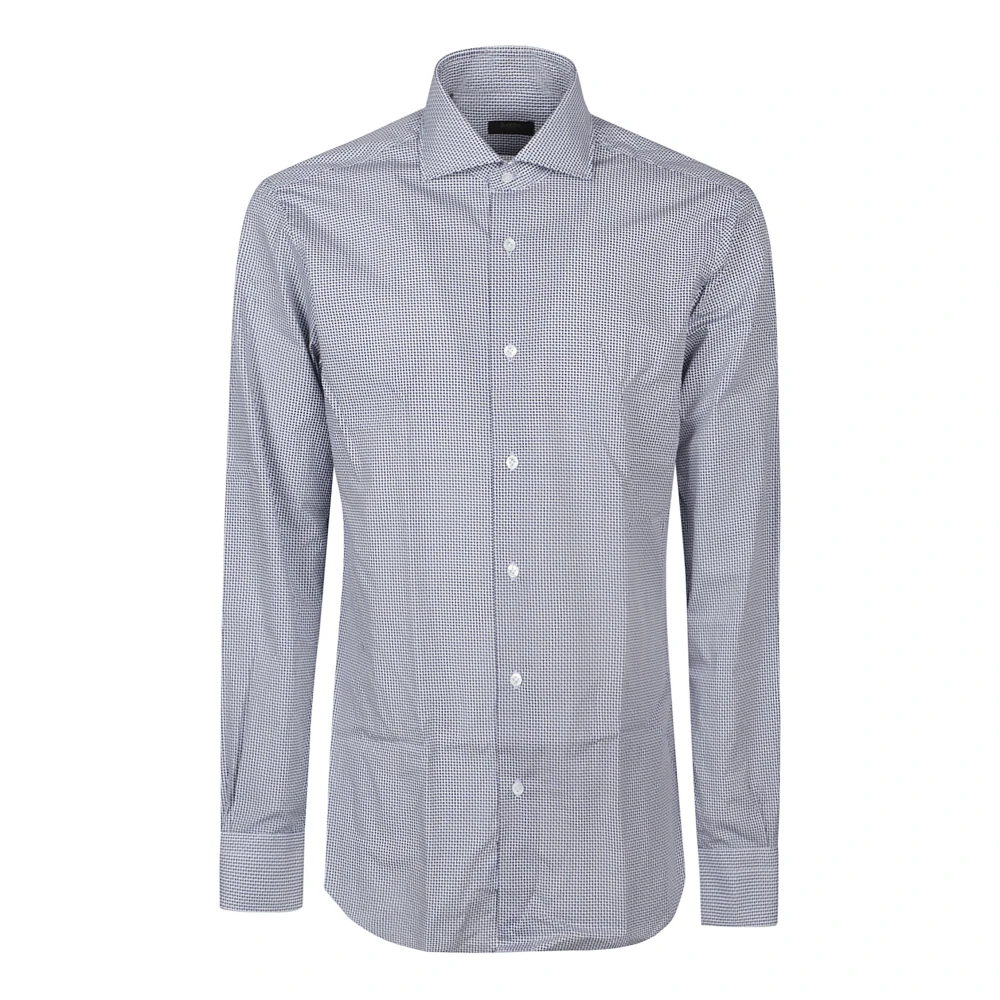 Barba Napoli Klassieke Hals Shirt Blue Heren