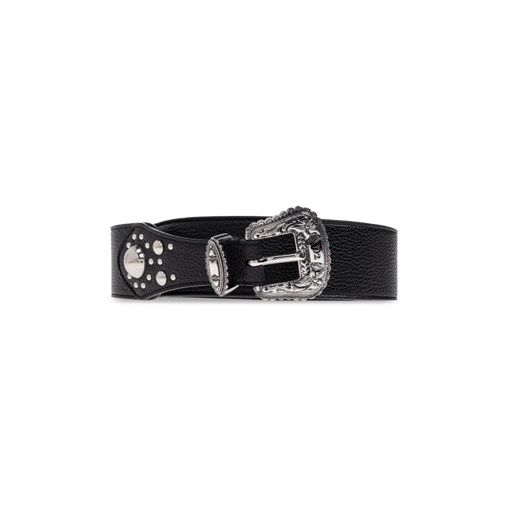 Dsquared2 Vrouw Zwart Accessoires Dames, 90 Cm, Leer, Leren Riem
