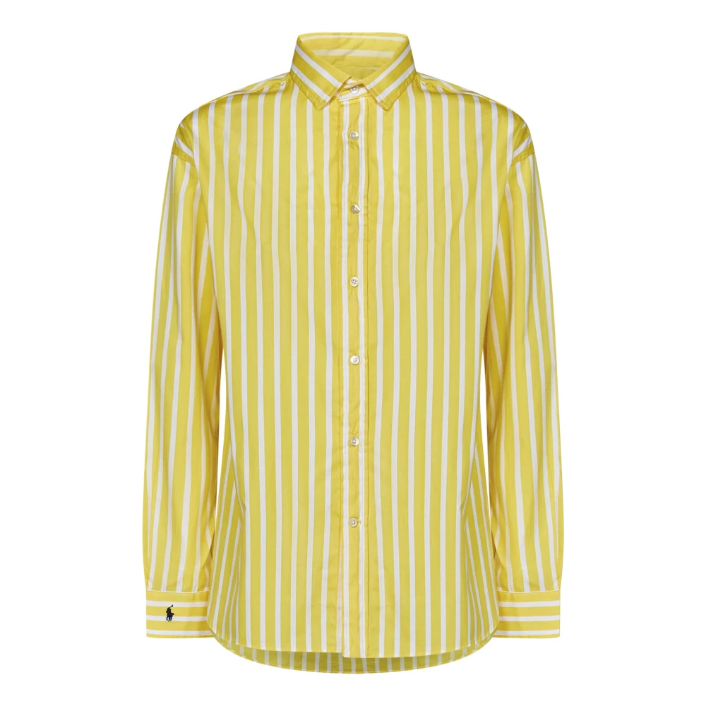 Polo Ralph Lauren Gele Gestreepte Katoenen Overhemd Yellow Dames