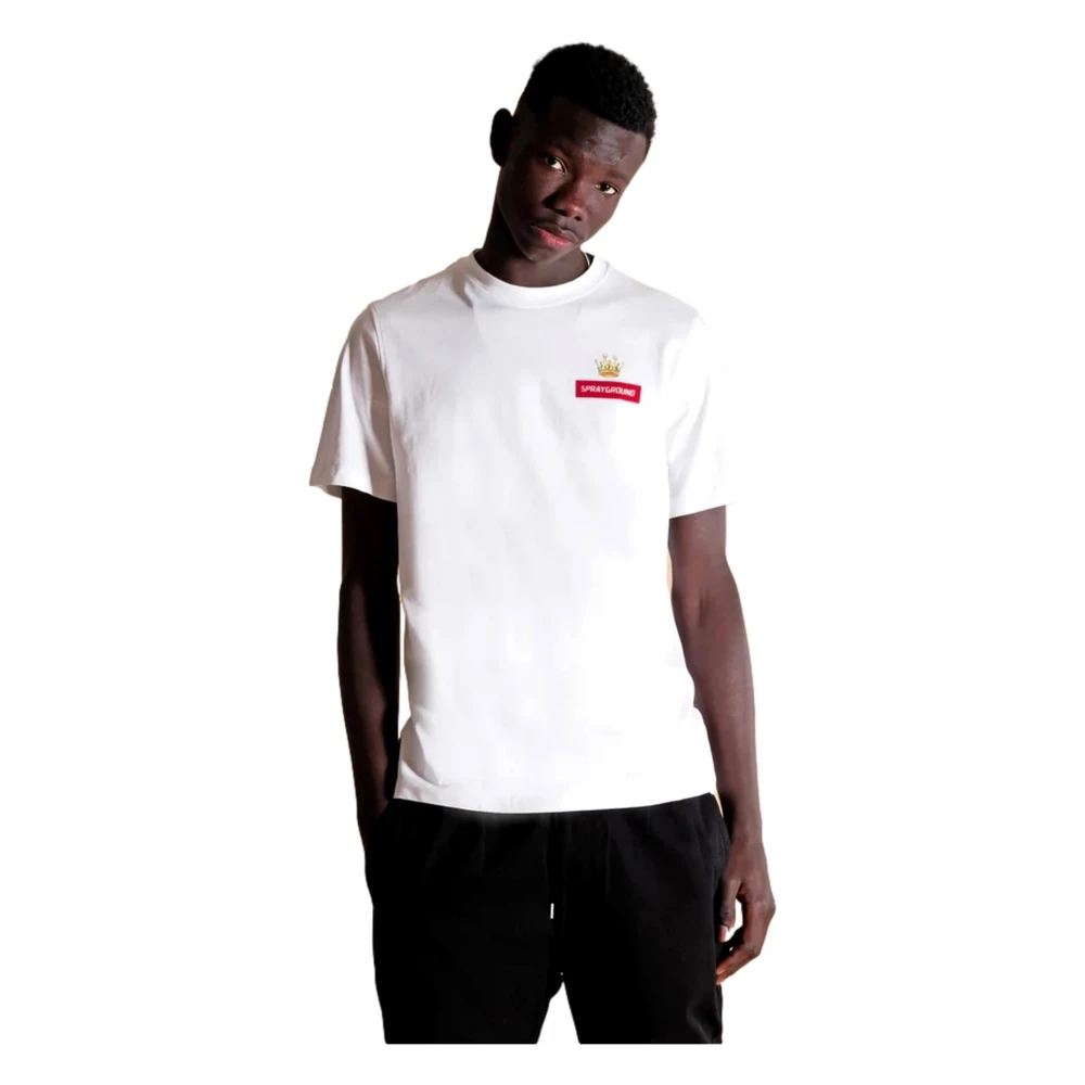 Sprayground Witte Astromane Jump Tee Shirt White Heren