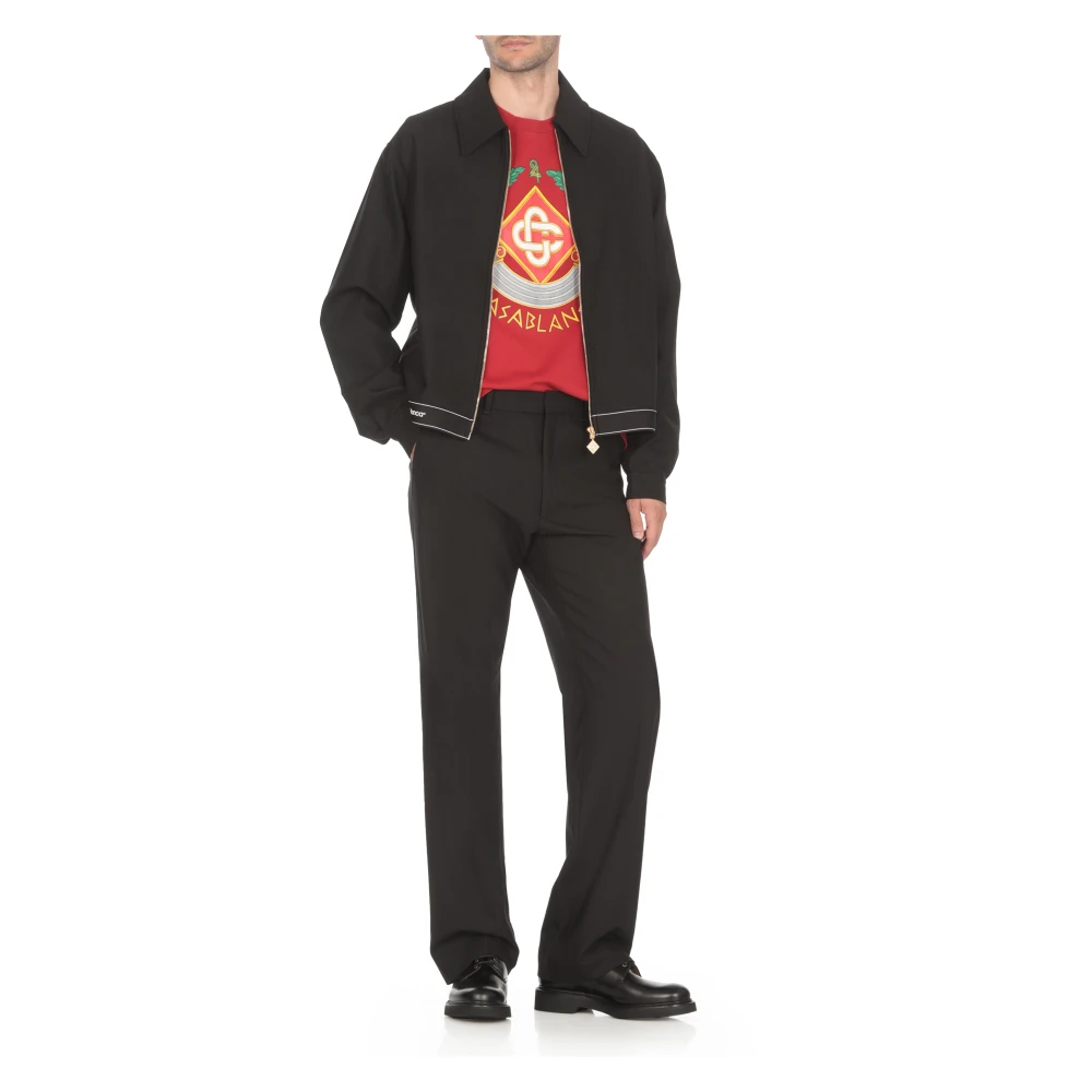 Casablanca Zwarte Jas Kraag Lange Mouw Rits Black Heren