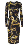 robe-noire-a-imprime-baroque-manches-longues