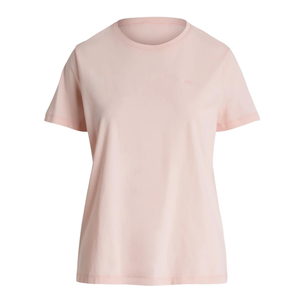 Ralph Lauren Katoenen Crewneck Korte Mouw T-Shirt Pink Dames
