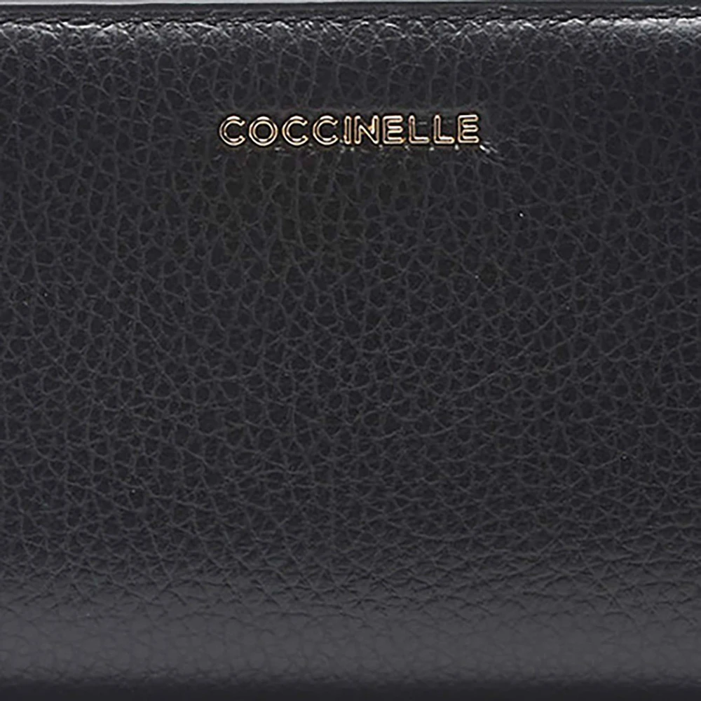 Coccinelle Zwarte portemonnee met knoopsluiting Black Dames