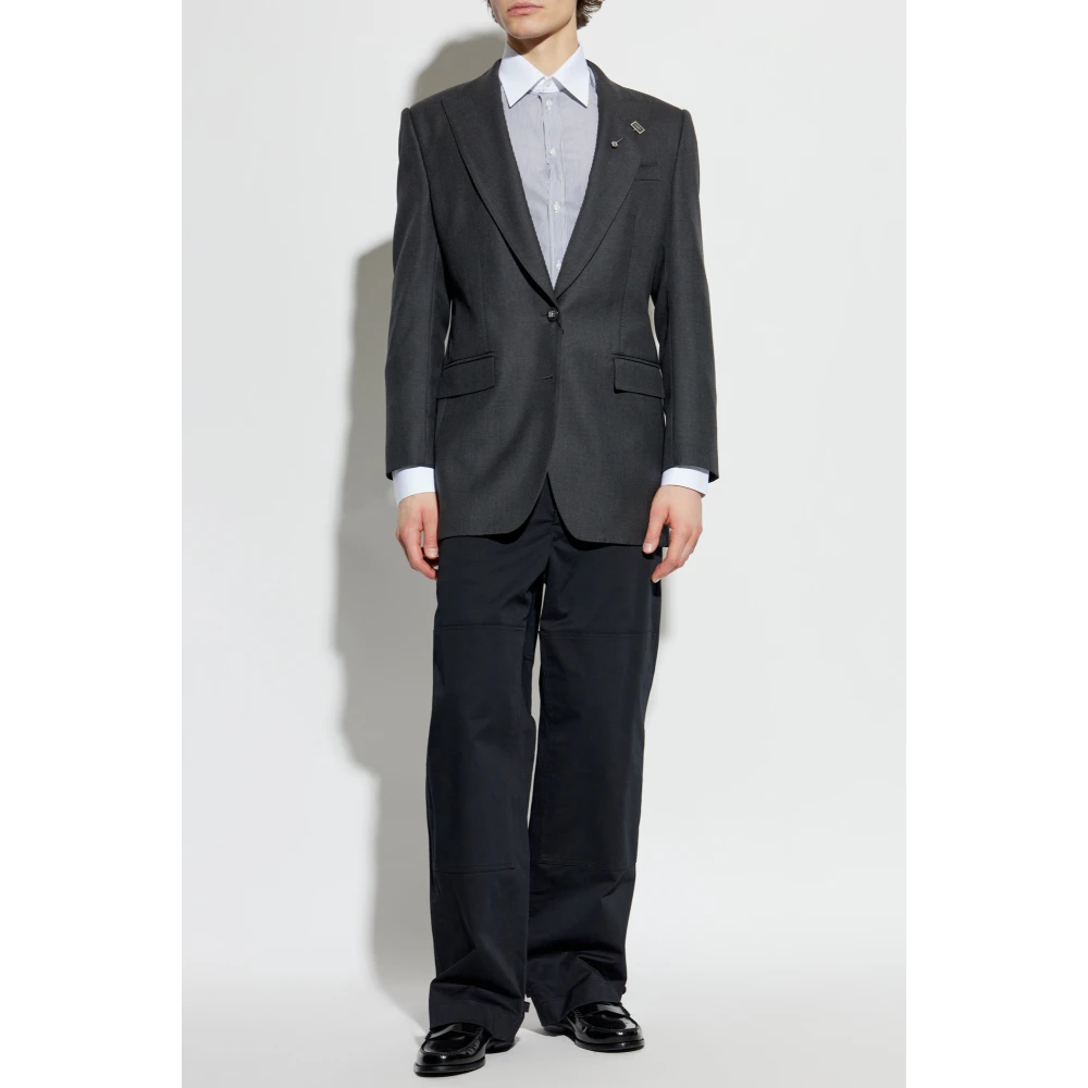 Dolce & Gabbana Katoenen broek met stiksels Black Heren