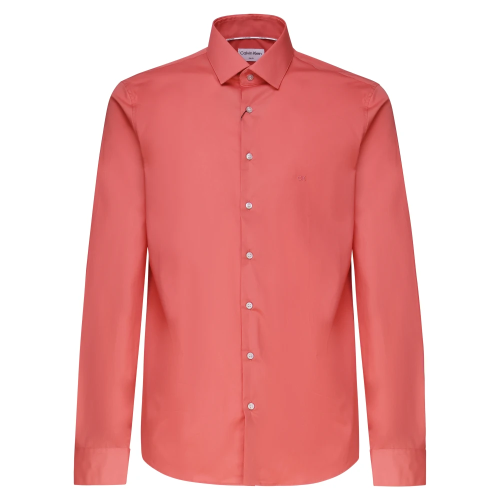 Calvin Klein Businessoverhemd POPLIN STRETCH SLIM SHIRT met kent-kraag logoprint op borsthoogte