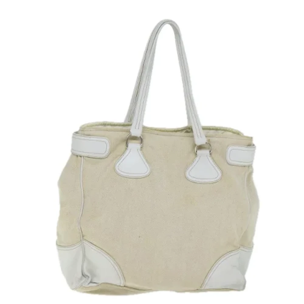 Prada Vintage Pre-owned Canvas prada-bags Beige Dames