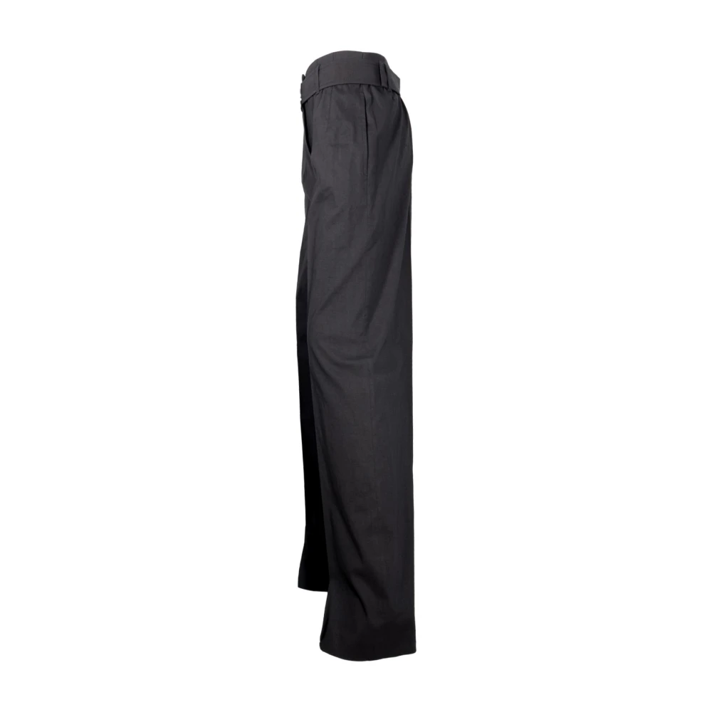 Hugo Boss Relaxed Fit Linnen Broek Tasena Zwart Black Dames
