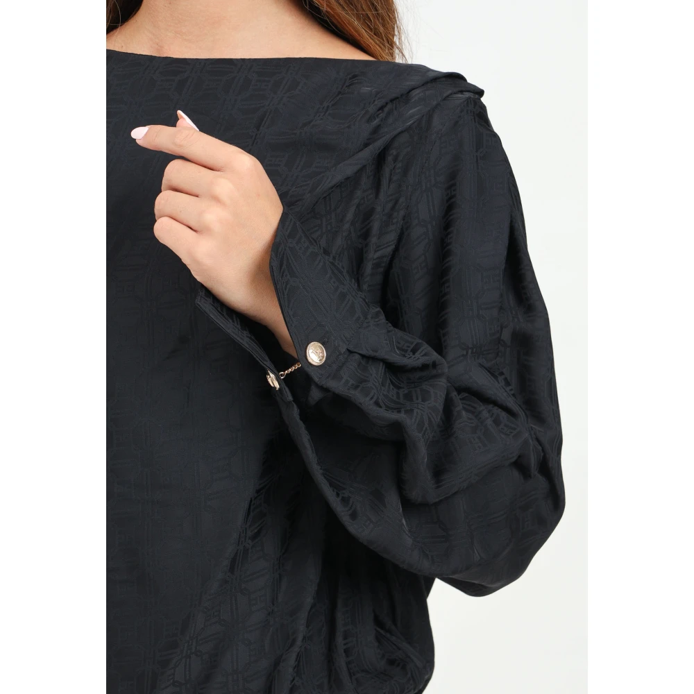 Elisabetta Franchi Zwart langemouw jacquard body Black Dames