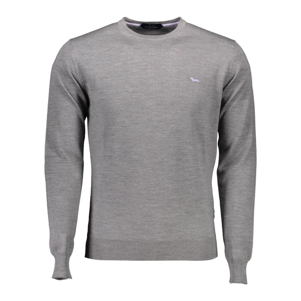 Harmont & Blaine Men's Gray Wool Jumper With Logo - Round-Neck Knitwear - 2XL - Knitwear