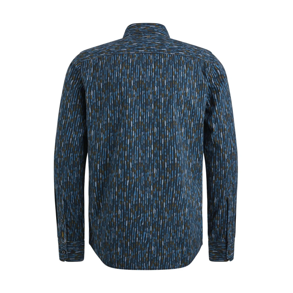 PME Legend Gedrukt lang mouw poplin overhemd Blue Heren