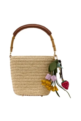 Raffia Charm Bucket Bag