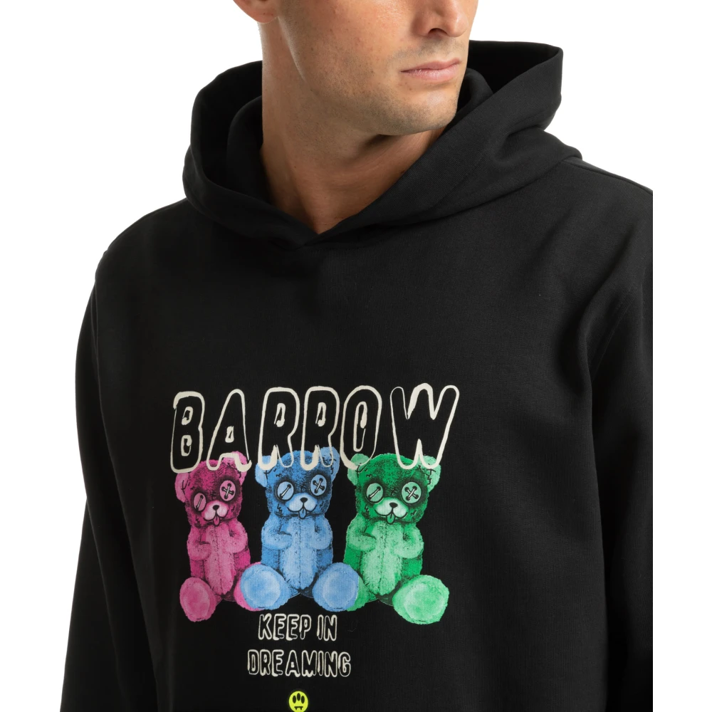 Barrow Sweatshirt met teddy-patroon en logozak Black Heren