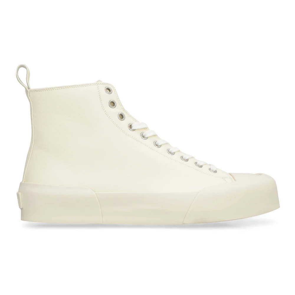 Jil Sander Leren High-top Sneakers Dames Schoenen Beige