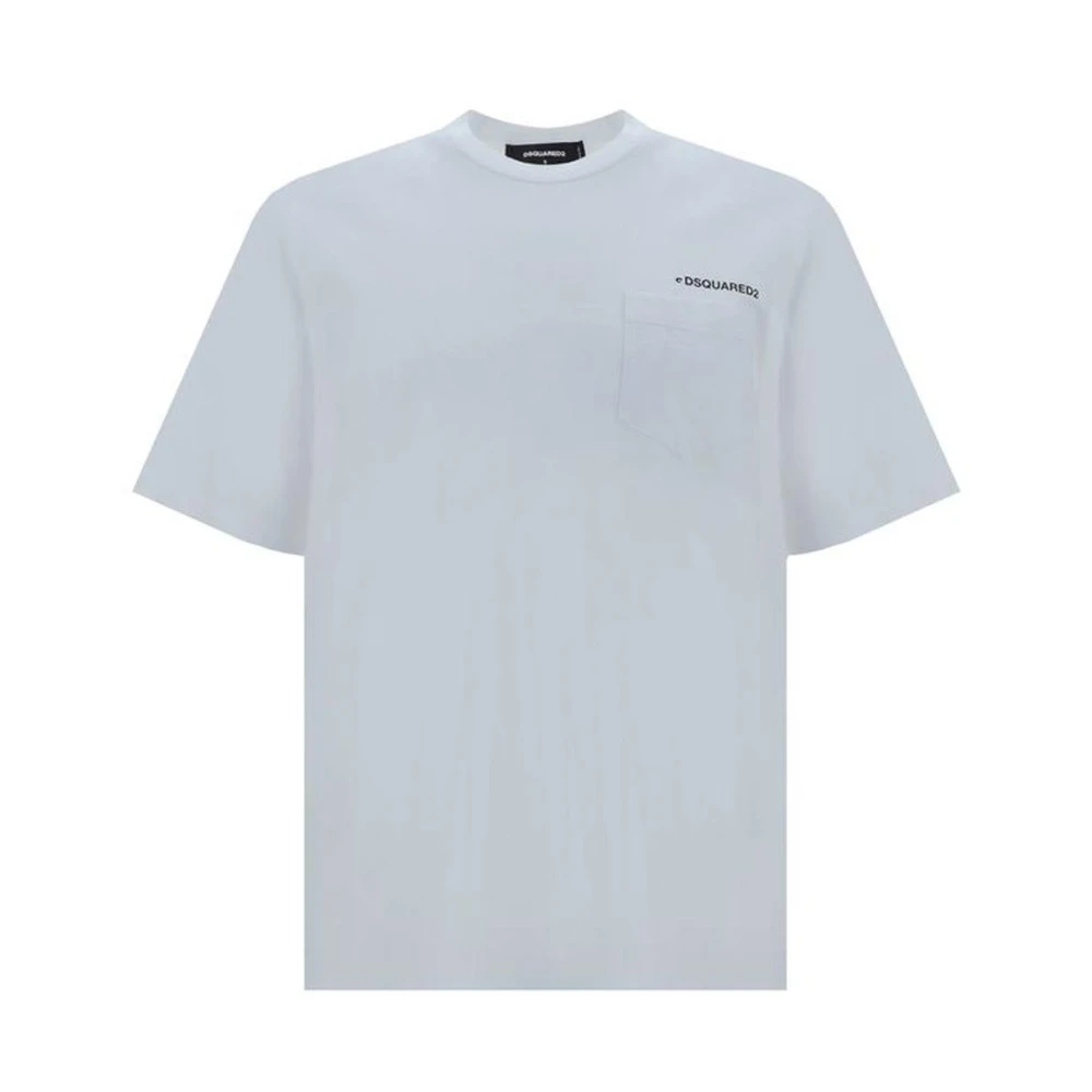 Dsquared2 Monochrome Katoenen T-shirt met Geribbelde Hals White Heren