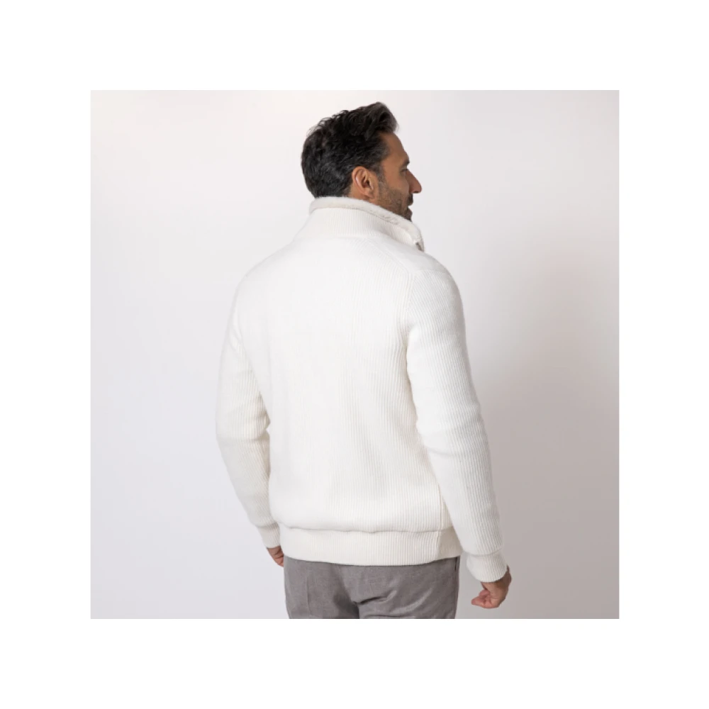 Gran Sasso Kasjmier Ecru Gilet met Geïntegreerde Nepbont White Heren