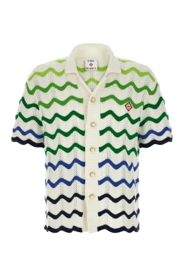Gradient Wave Crochet Shirt