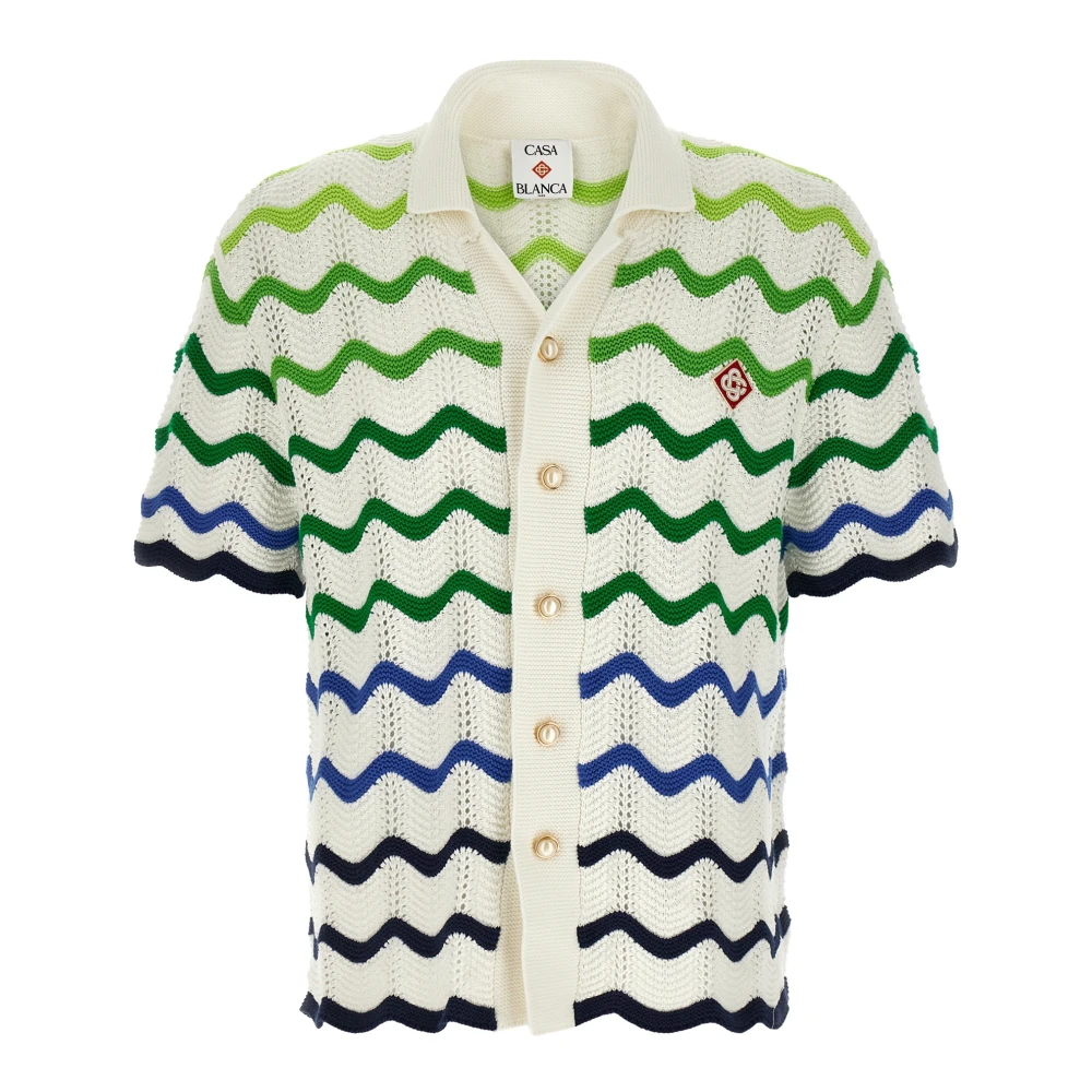 Casablanca Gradient Wave Crochet Shirt - Male - Short Sleeve Shirts - Multicolor - M - Shirts