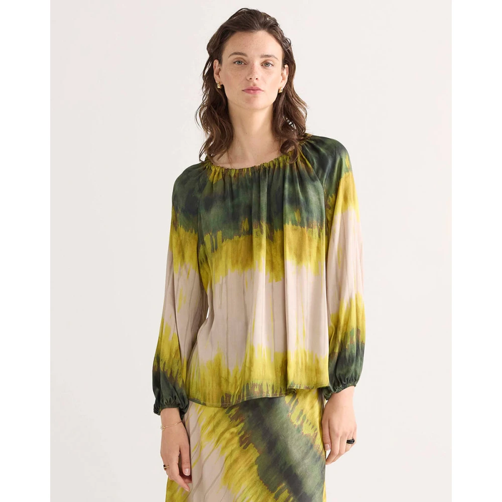 Summum Woman Tie Dye Stripe Longsleeve Top Multicolor Dames