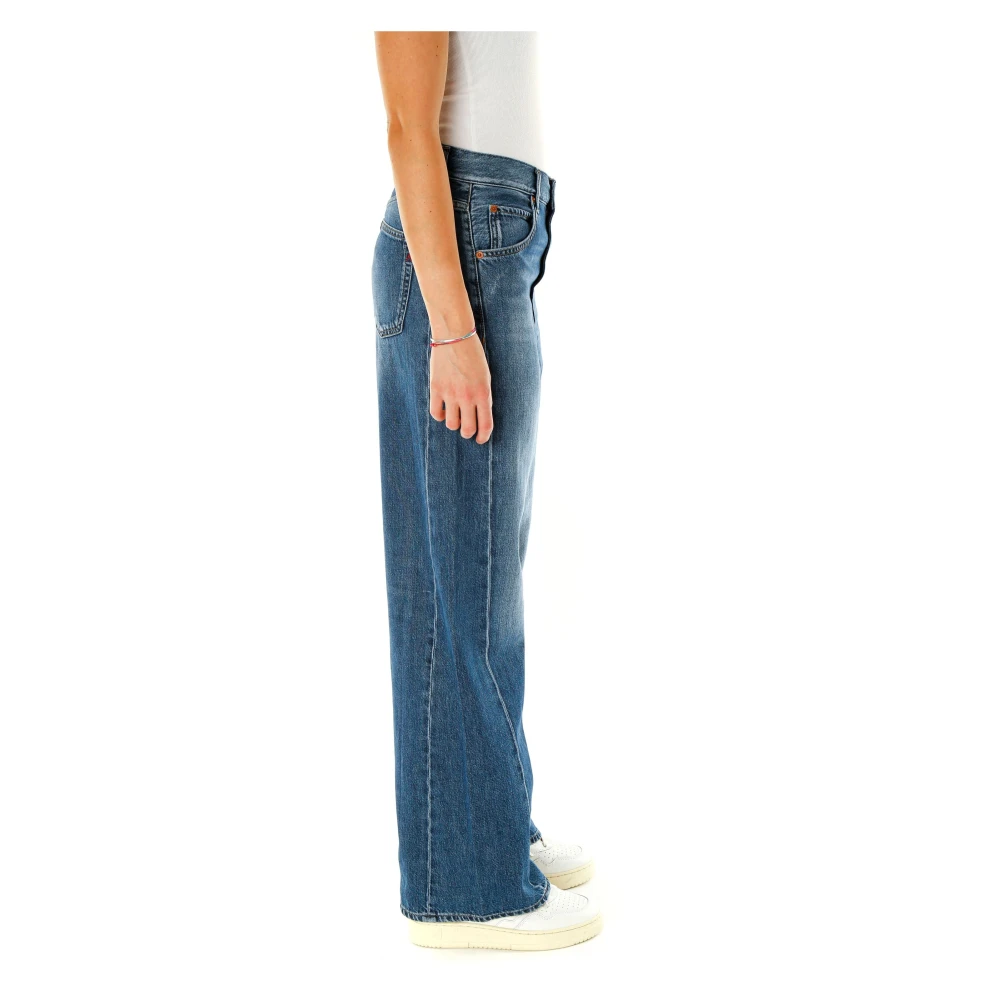 Replay Baggy Fit Jeans met Moustache Effect Blue Dames