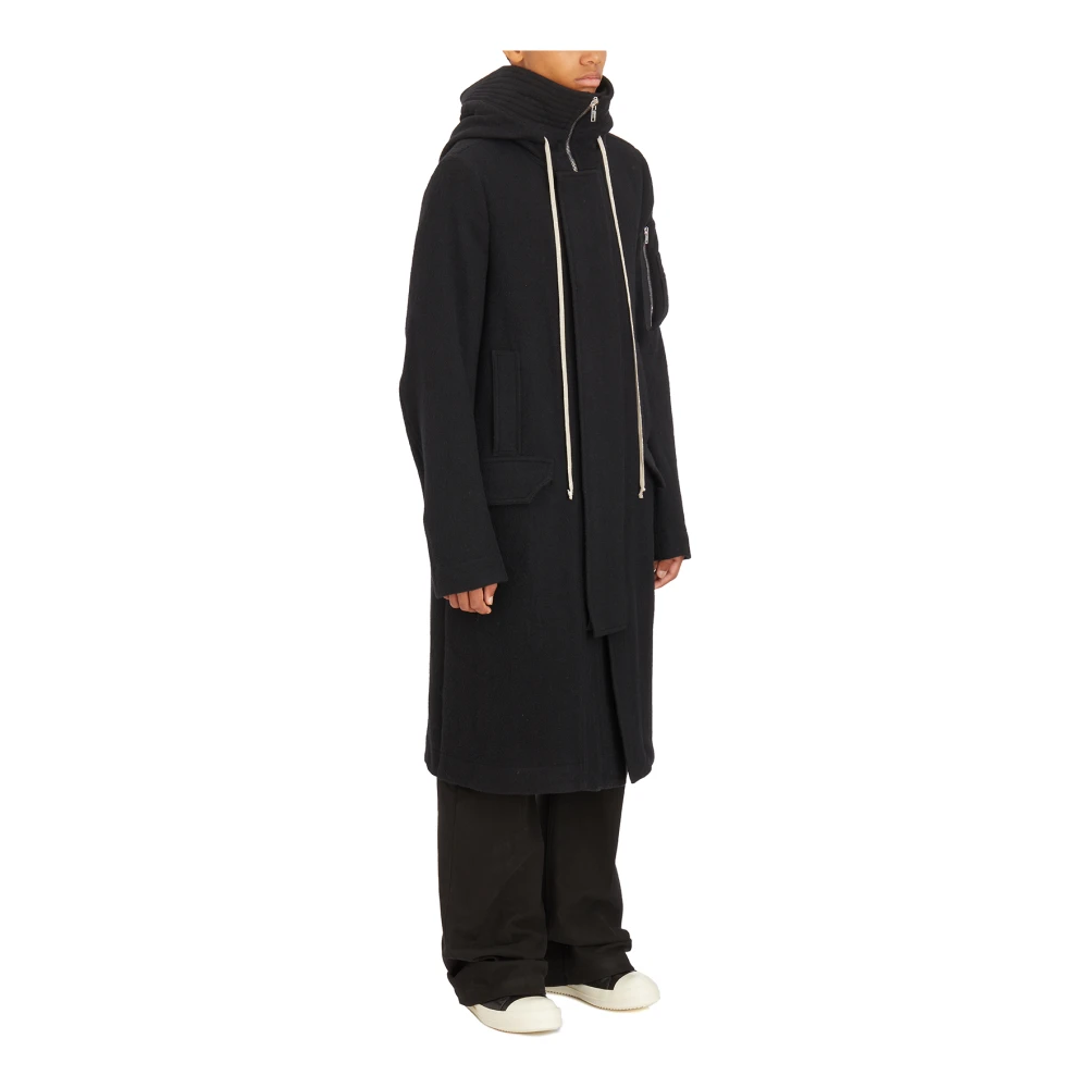 Rick Owens Zwarte Lana Megaparka Jas Black Heren
