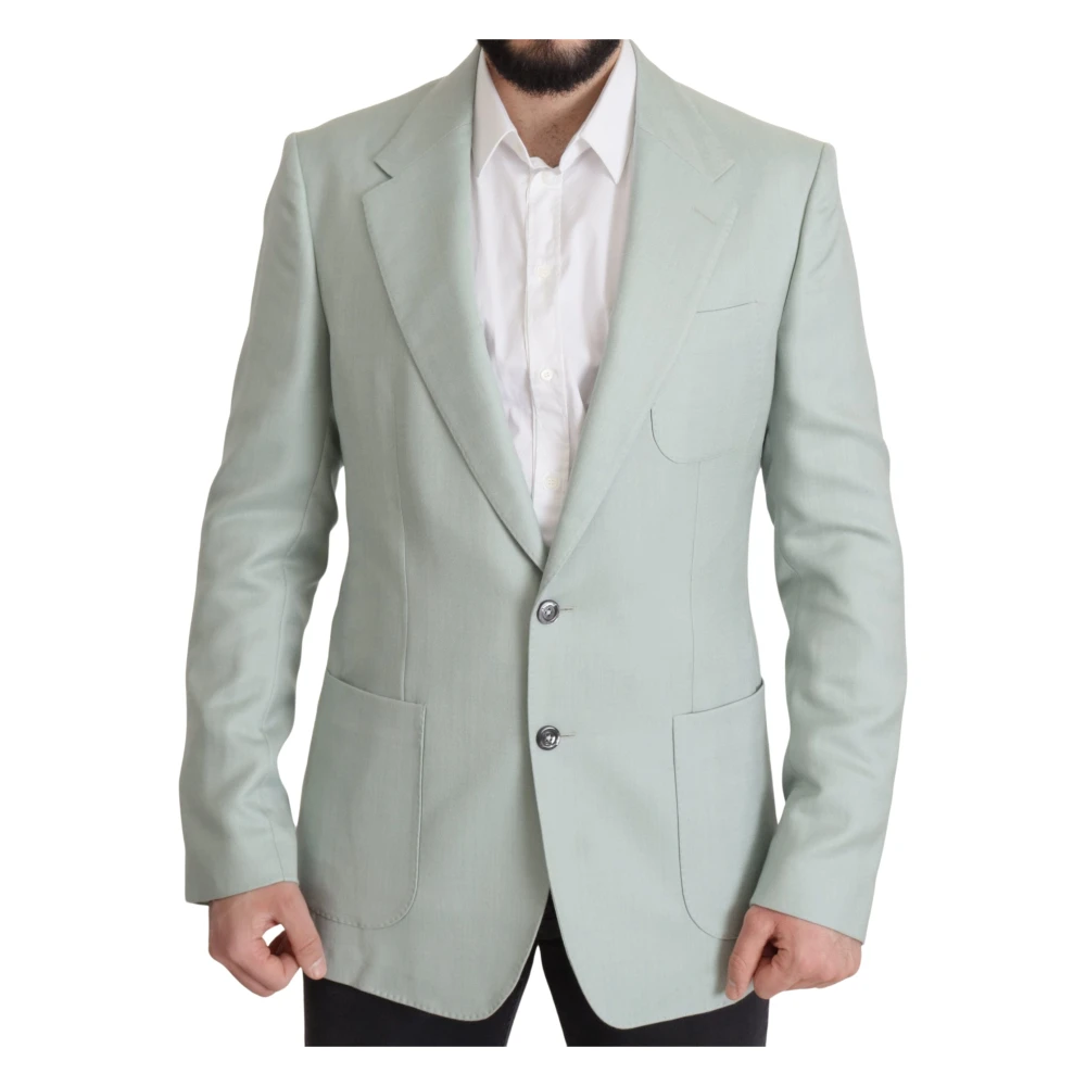 Dolce & Gabbana Men's Green Blazers, Xl, Elegant Mint Silk-Cashmere Blazer