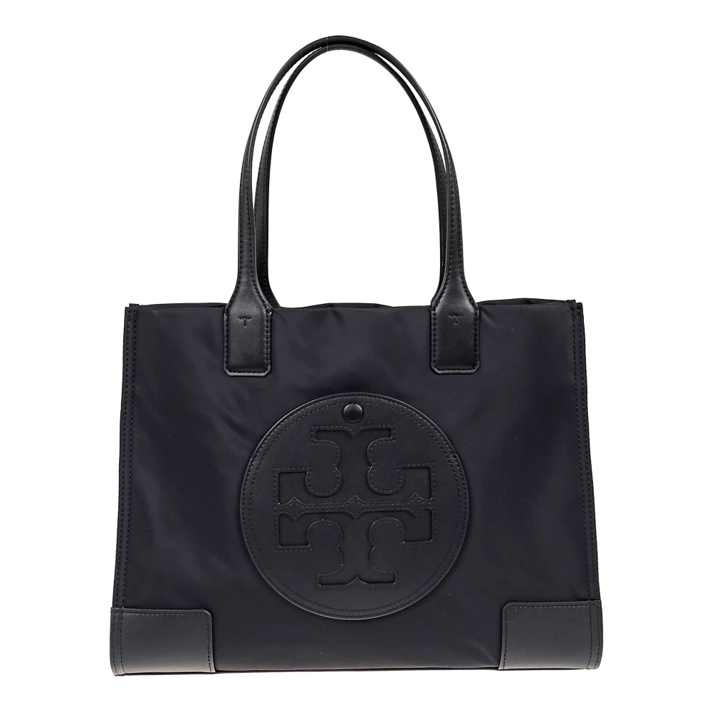 TORY BURCH Zwarte Nylon Tote Tas met Leren Details Black Dames